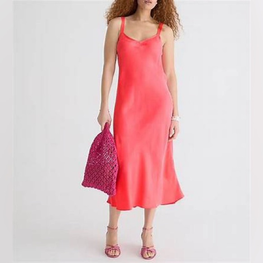 J.Crew Tall Gwyneth V-neck slip dress in cupro blend BR392